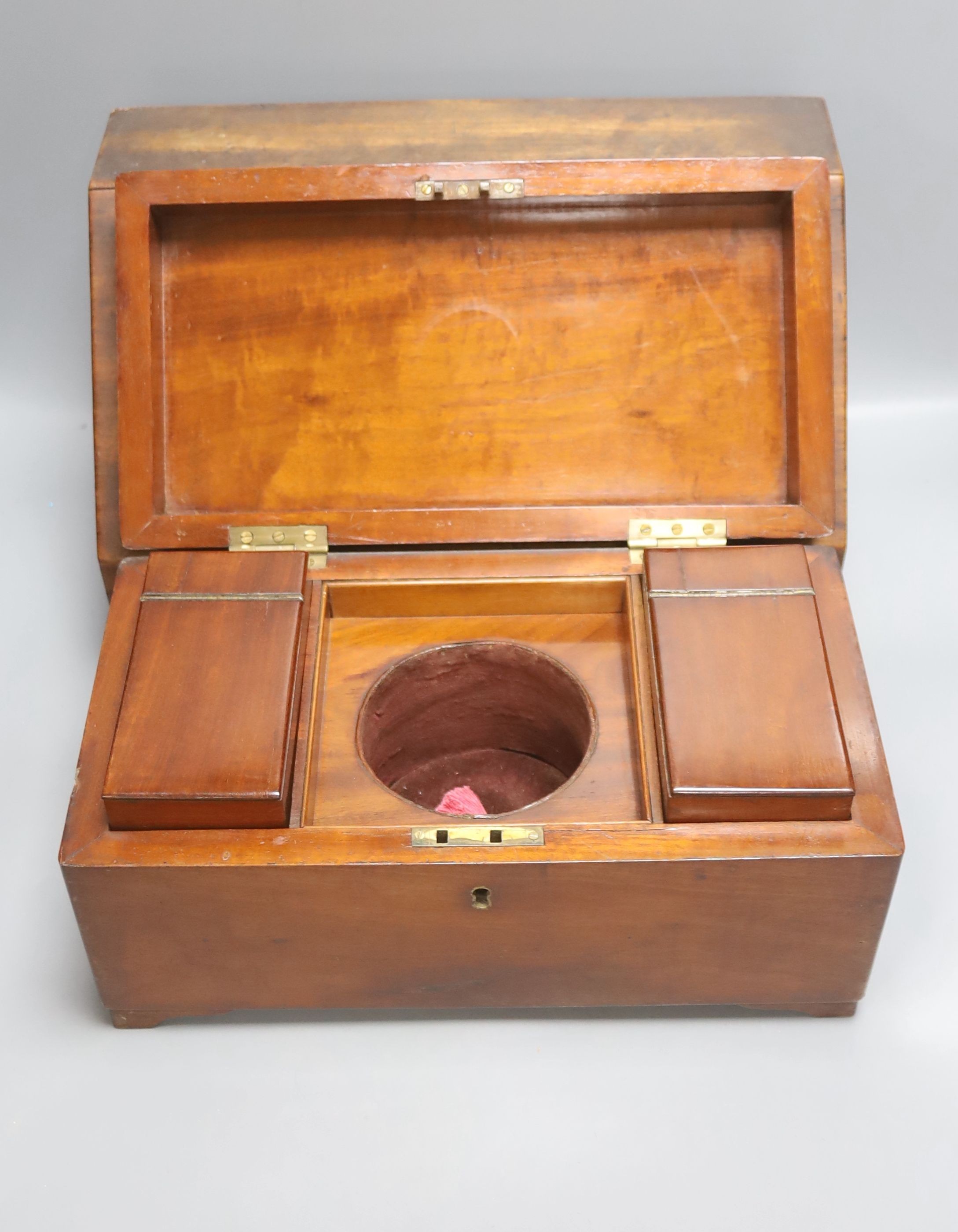 A Victorian mahogany stationery box, 36 x 23cm, and a Victorian mahogany tea caddy